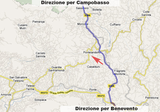Mappa per raggiungere Tecnocapp a Pontelandolfo (BN)